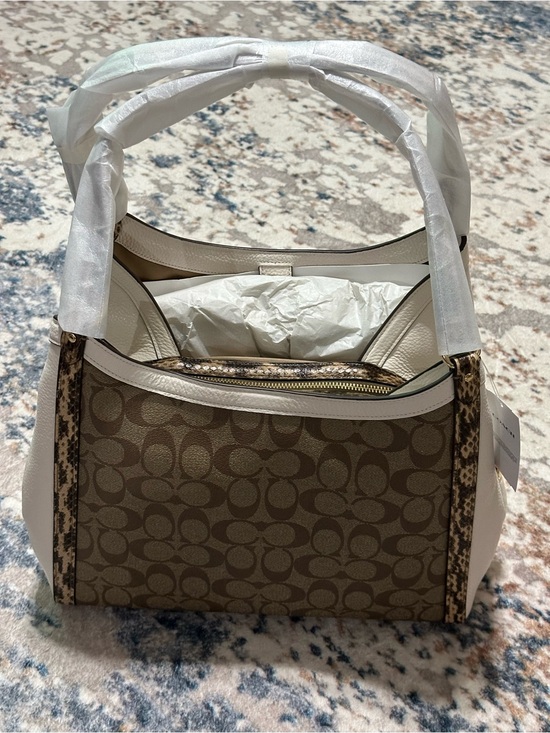 Coach Handbags - NWT Coach Kristy Signature Canvas bag with Snakeskin Accents